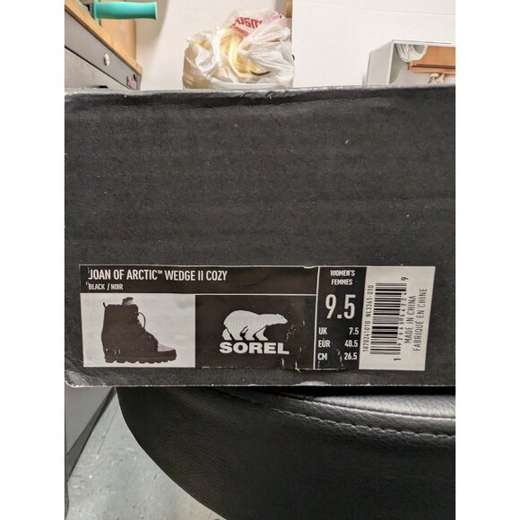 Sorel Joan Of Arctic Wedge II Cozy Black Waterproof Winter Boots Sz 9.5 - Picture 7 of 14